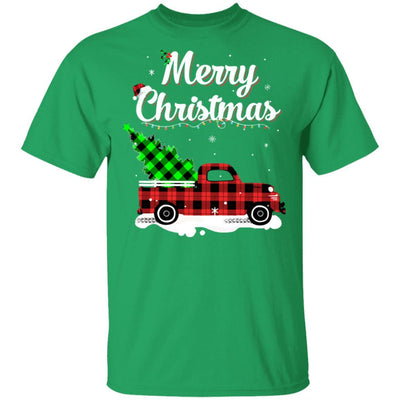 Red Truck Christmas Buffalo Plaid Merry Christmas-T-Shirt & Sweatshirt-Classic T-Shirt-Irish Green