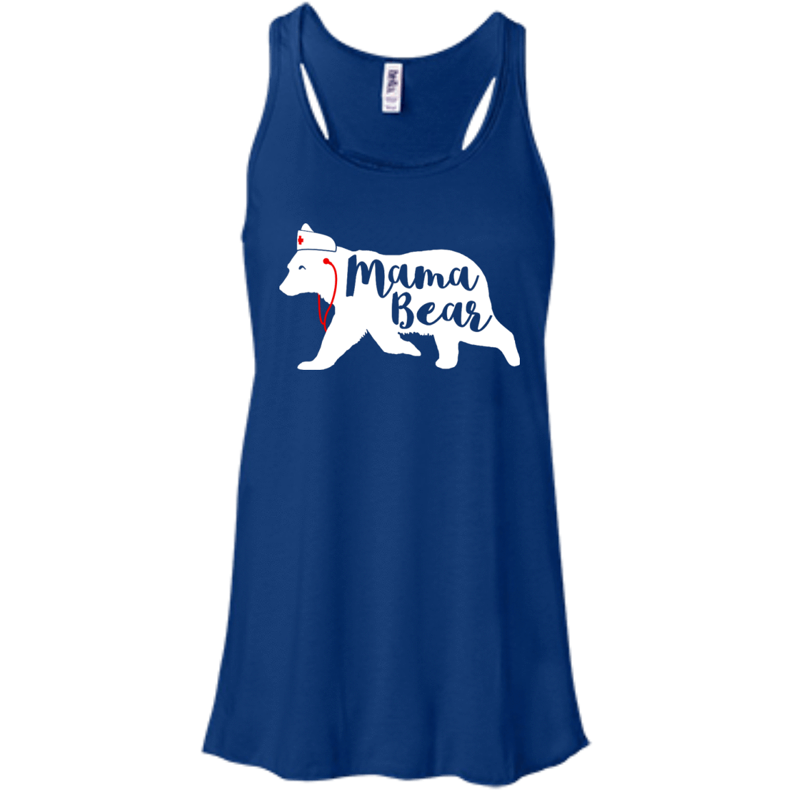 Nurse Mama Bear-T-Shirt & Hoodie-Women's Flowy Racerback Tank-True Royal