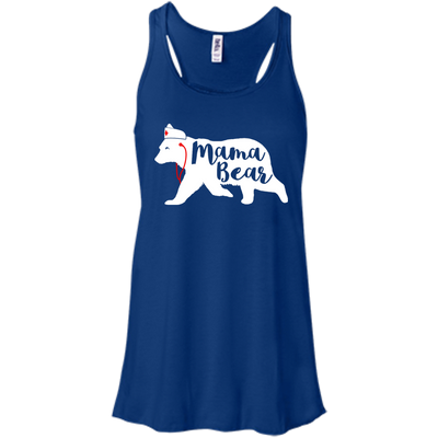 Nurse Mama Bear-T-Shirt & Hoodie-Women's Flowy Racerback Tank-True Royal