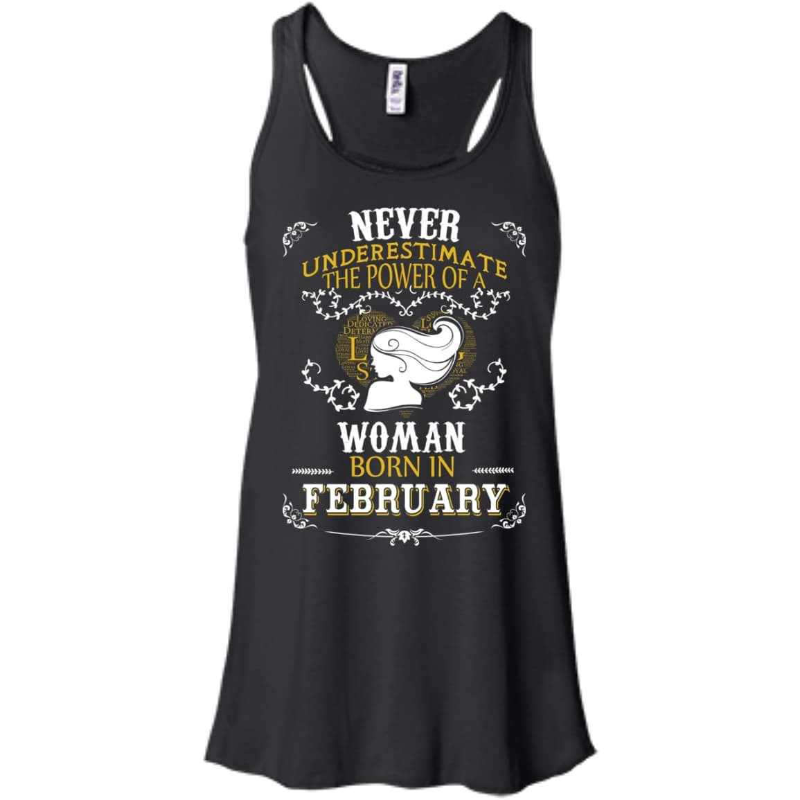 A Woman Born In FEBRUARY-T-Shirt & Hoodie-Women's Flowy Racerback Tank-Black