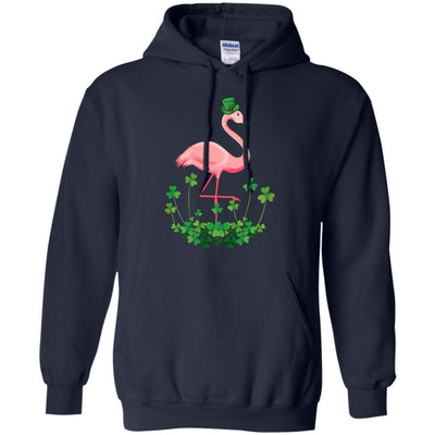 Flamingo Shamrock Happy St Patrick's Day-T-Shirt & Hoodie-Pullover Hoodie-Navy