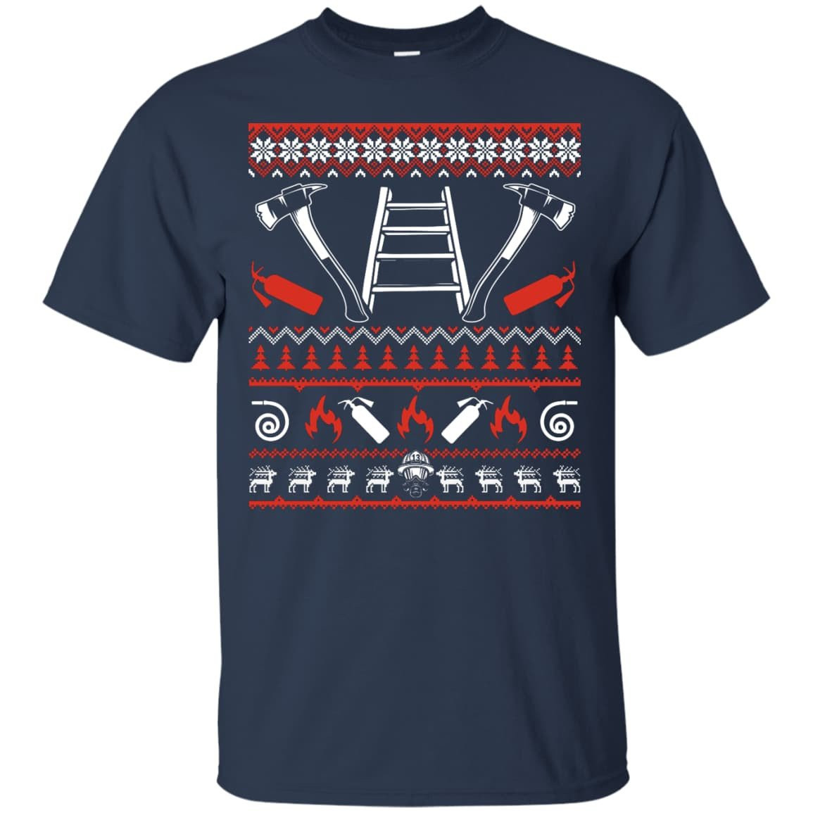 Firefighter Christmas Sweater-T-Shirt & Hoodie-Classic T-Shirt-Navy