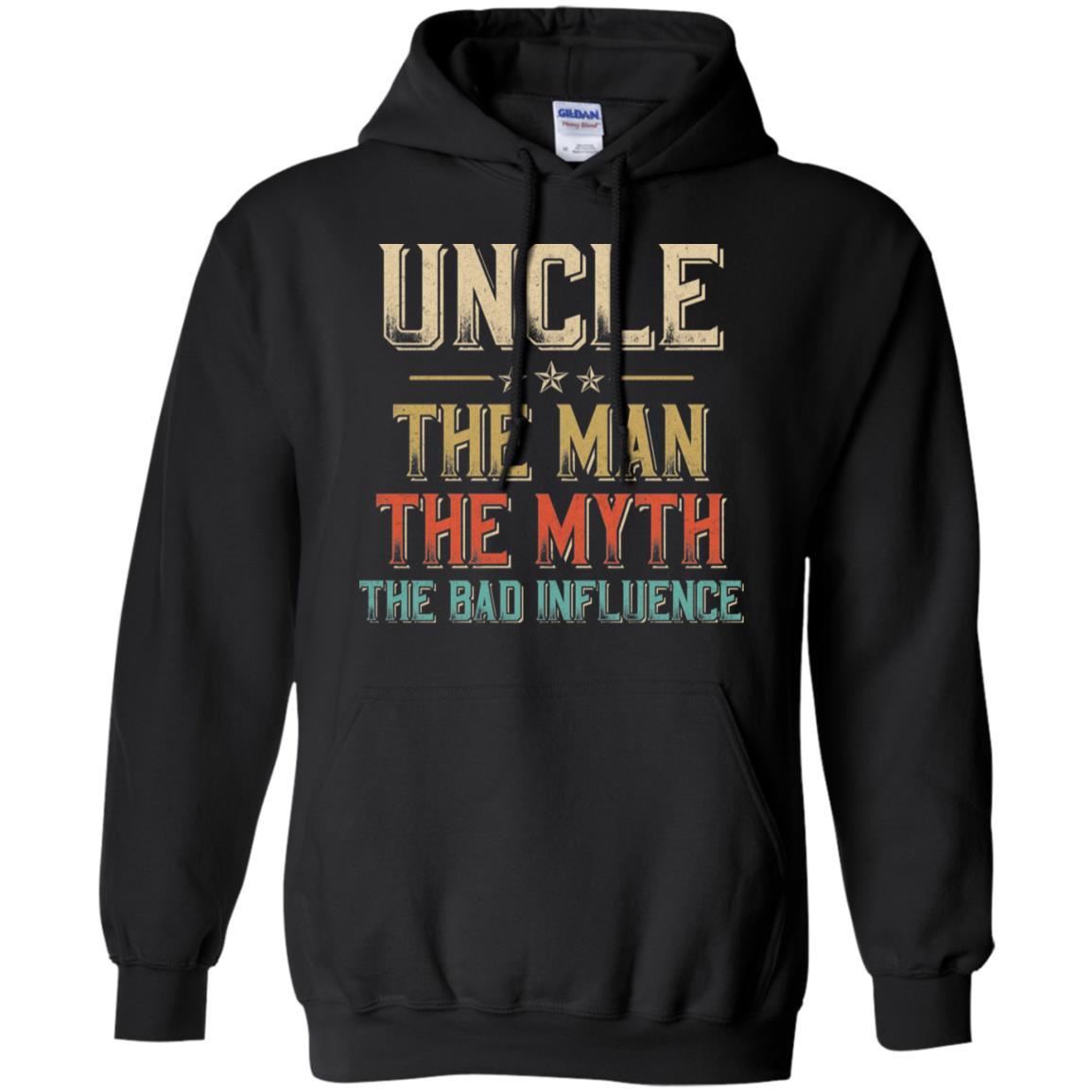 Vintage Uncle The Man The Myth The Bad Influence-T-Shirt & Hoodie-Pullover Hoodie-Black