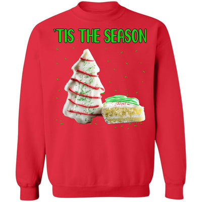 Tis The Season Christmas Tree Cakes Funny Xmas Gift-T-Shirt & Sweatshirt-Crewneck Sweatshirt-Red