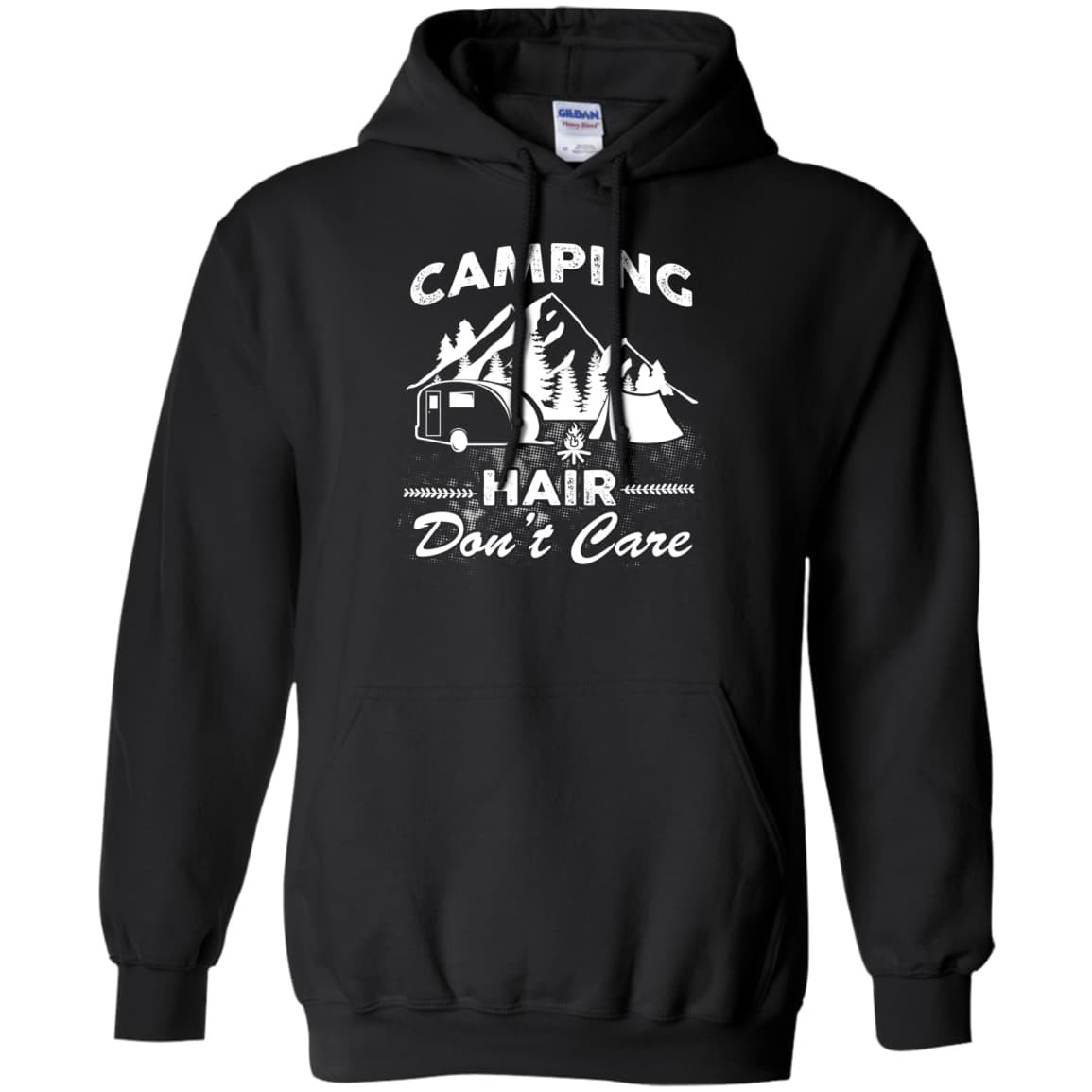 Camping Hair Don't Care-T-Shirt & Hoodie-Pullover Hoodie-Black