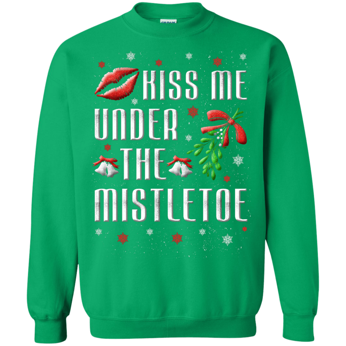 Kiss Me Under The Mistletoe-T-Shirt & Hoodie-Crewneck Sweatshirt-Irish Green