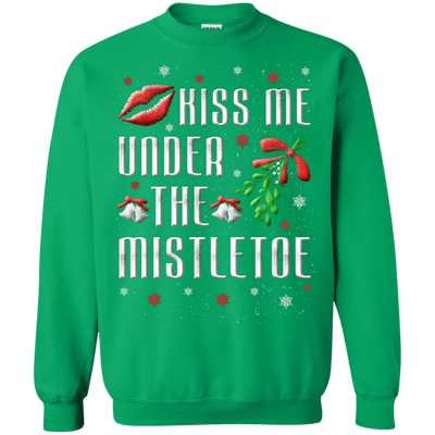 Kiss Me Under The Mistletoe-T-Shirt & Hoodie-Crewneck Sweatshirt-Irish Green