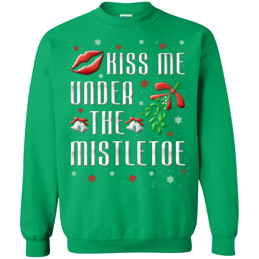 Kiss Me Under The Mistletoe-T-Shirt & Hoodie-Crewneck Sweatshirt-Irish Green