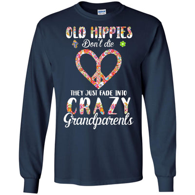 Old Hippies Don't Die They Fade Into Grandparents-T-Shirt & Hoodie-Long Sleeve T-Shirt-Navy