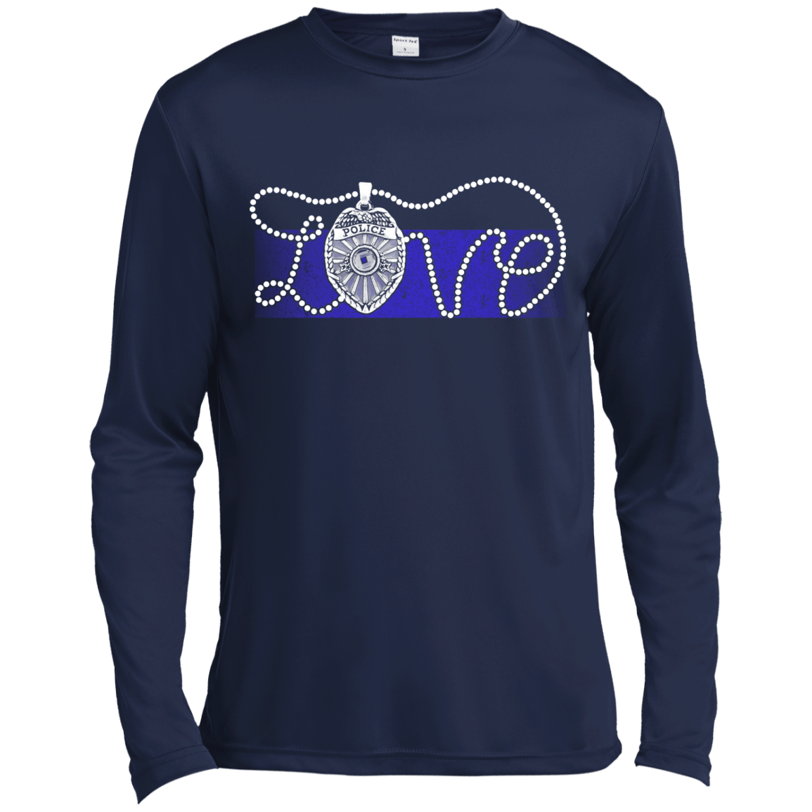 Love Thin Blue Line-T-Shirt & Hoodie-Long Sleeve T-Shirt-Navy