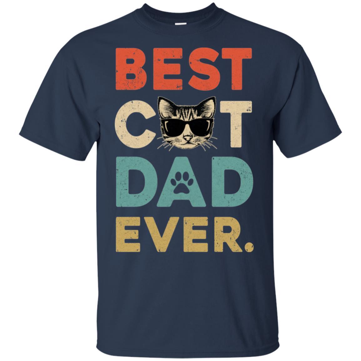 Vintage Best Cat Dad Ever Cat Daddy Gift-T-Shirt & Hoodie-Classic T-Shirt-Navy