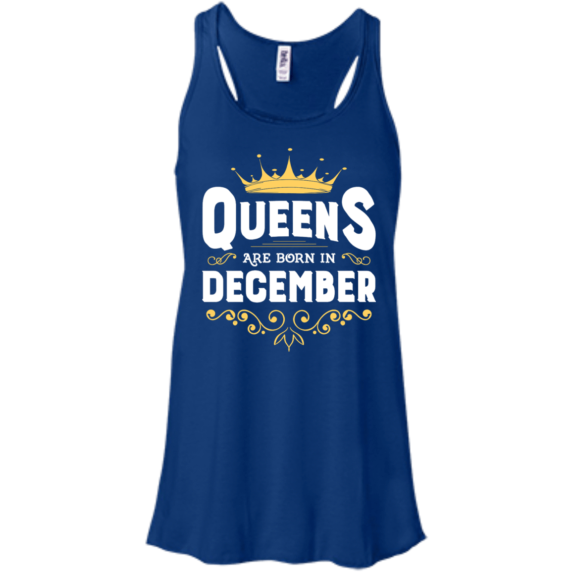 Queens Are Born In December-T-Shirt & Hoodie-Women's Flowy Racerback Tank-True Royal