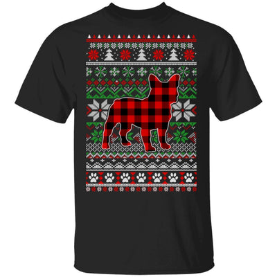 French Bulldog Red Plaid Ugly Christmas Sweater Gifts-T-Shirt & Sweatshirt-Classic T-Shirt-Black