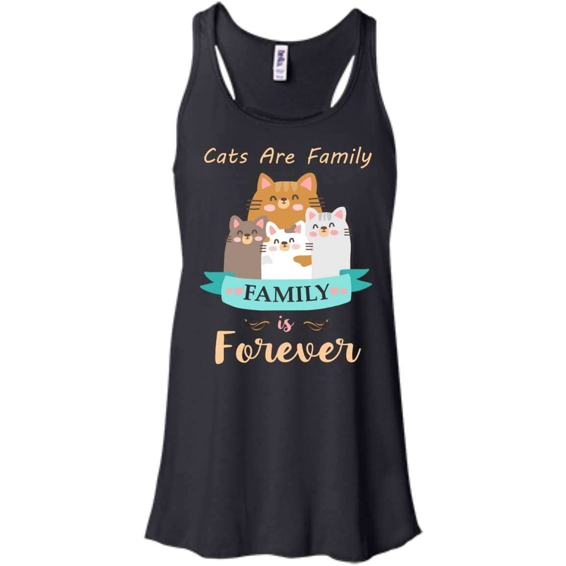 Cats Are Family Family Is Forever-T-Shirt & Hoodie-Women's Flowy Racerback Tank-Black