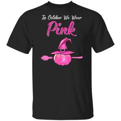 October Wear Pink Halloween Witch Pumpkin Breast Cancer-T-Shirt & Hoodie-Classic T-Shirt-Black