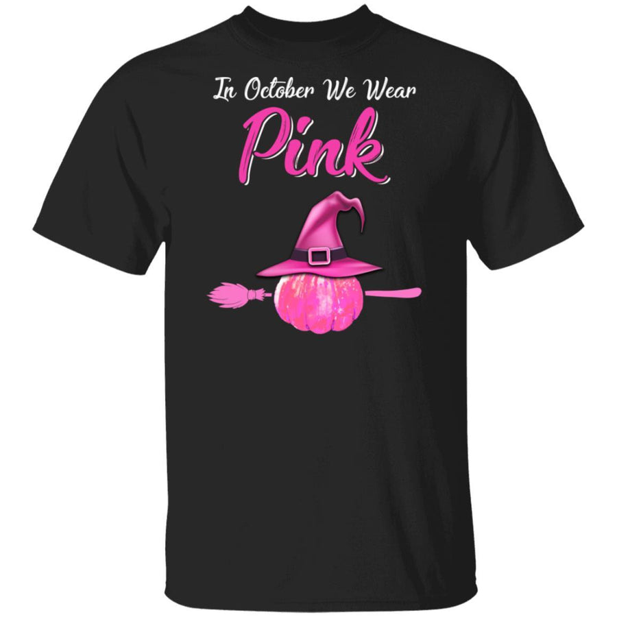 October Wear Pink Halloween Witch Pumpkin Breast Cancer-T-Shirt & Hoodie-Classic T-Shirt-Black