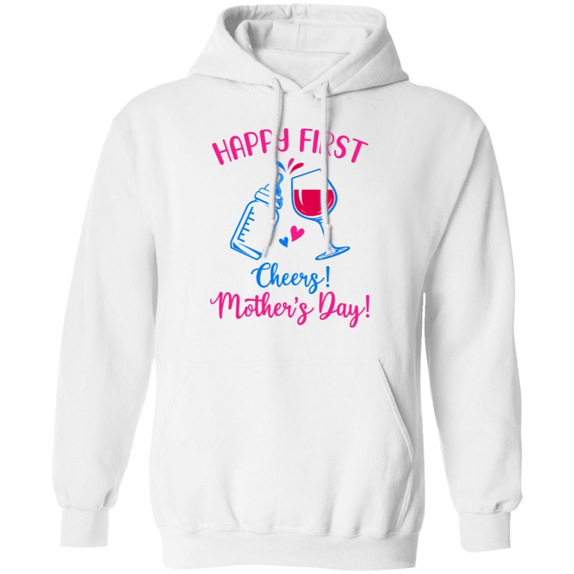 First Mothers Day Mommy Baby Girl Cheers Matching-T-Shirt & Tank Top-Pullover Hoodie-White