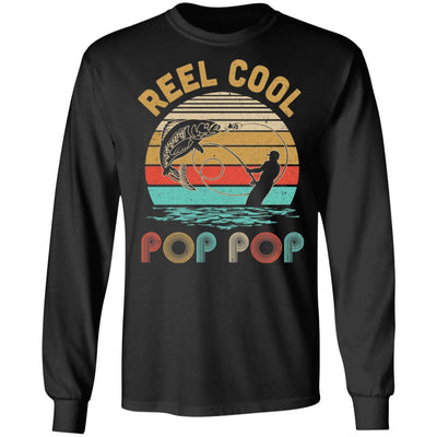Vintage Reel Cool Pop Pop Fish Fishing Father's Day Gift-T-Shirt & Hoodie-Long Sleeve T-Shirt-Black