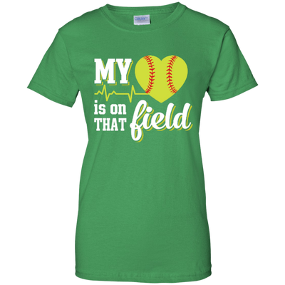 My Heart Is On That Field Softball-T-Shirt & Hoodie-Women's T-Shirt-Irish Green