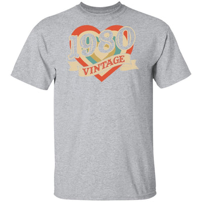 41th Birthday Gifts Classic Retro Heart Vintage 1980-T-Shirt & Tank Top-Classic T-Shirt-Sport Grey