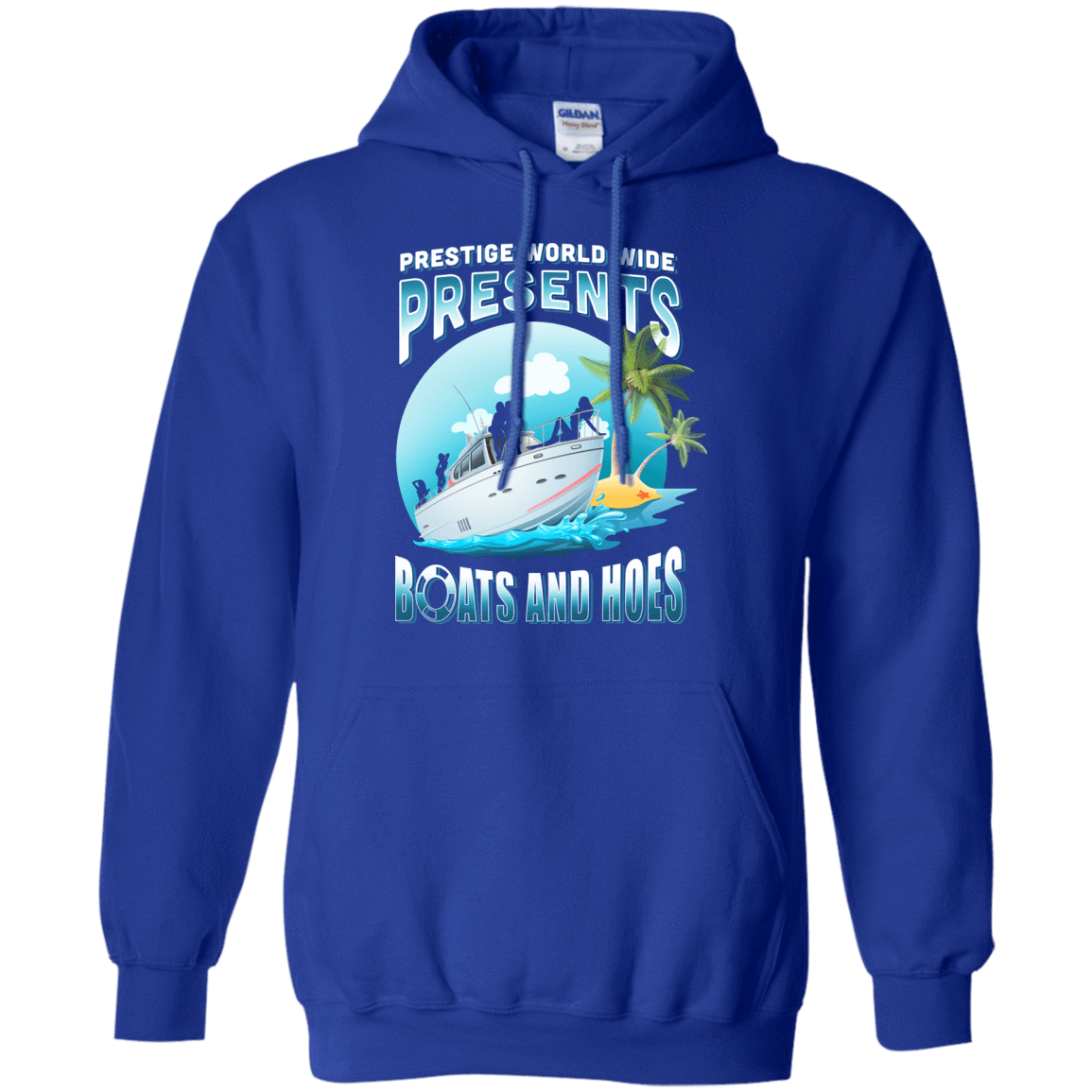 Prestige Worldwide Present Boats And Hoes-T-Shirt & Hoodie-Pullover Hoodie-Royal