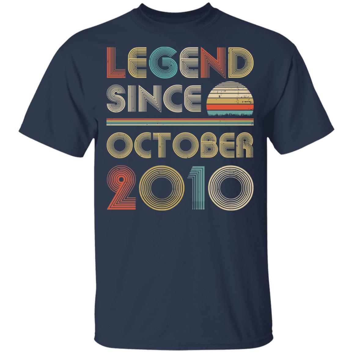 Legend Since October 2010 Vintage 11th Birthday Gifts Youth-Youth Shirt-Youth T-Shirt-Navy