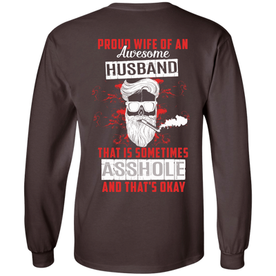 Proud Wife Of An Awesome Husband-T-Shirt & Hoodie-Long Sleeve T-Shirt-Dark Chocolate