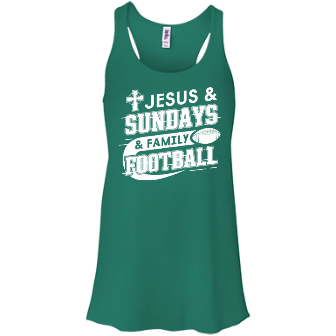 Jesus Sundays Family Football-T-Shirt & Hoodie-Women's Flowy Racerback Tank-Kelly