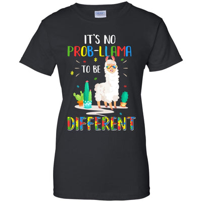 No Prob Llama To Be Different Llama Autism Awareness Gift-T-Shirt & Hoodie-Women's T-Shirt-Black