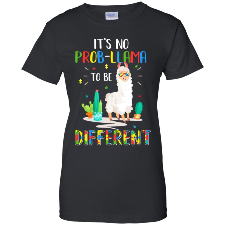 No Prob Llama To Be Different Llama Autism Awareness Gift-T-Shirt & Hoodie-Women's T-Shirt-Black