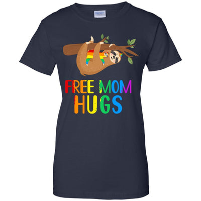 Free Mom Hugs Sloth Rainbow Heart LGBT Pride Month-T-Shirt & Hoodie-Women's T-Shirt-Navy
