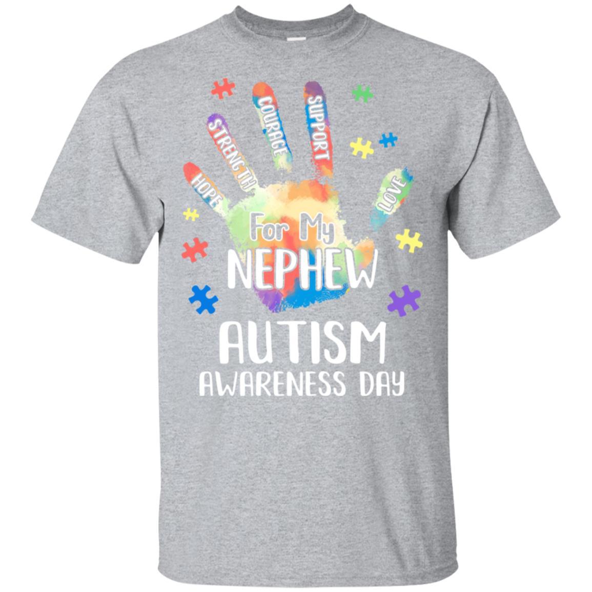 Support Autism Awareness For My Nephew Puzzle Gift-T-Shirt & Hoodie-Classic T-Shirt-Sport Grey