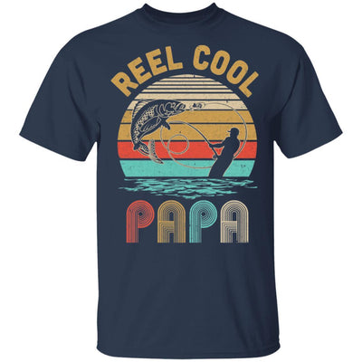 Vintage Reel Cool Papa Fish Fishing Father's Day Gift-T-Shirt & Hoodie-Classic T-Shirt-Navy