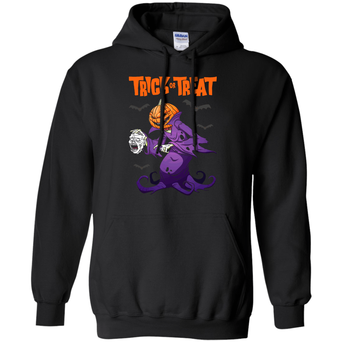 Trick Or Treat Pumpkin Zombie Halloween-T-Shirt & Hoodie-Pullover Hoodie-Black