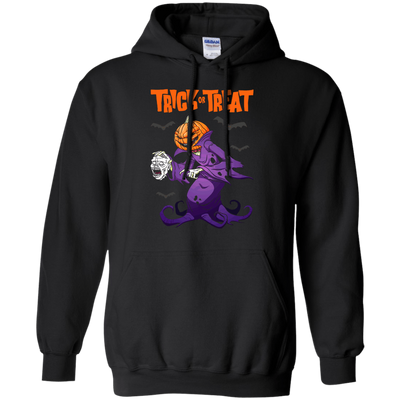 Trick Or Treat Pumpkin Zombie Halloween-T-Shirt & Hoodie-Pullover Hoodie-Black