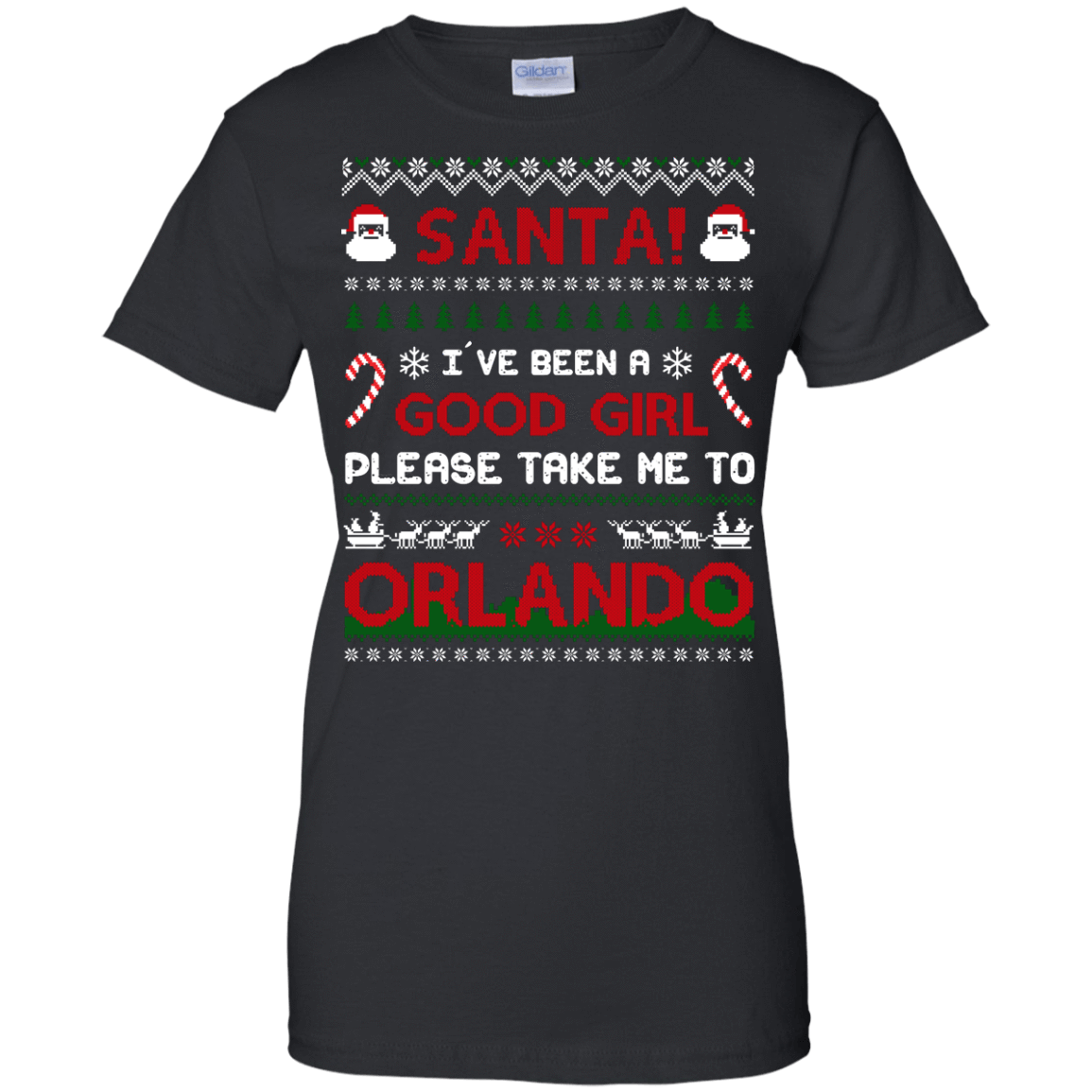 Santa I've Been A Good Girl Please Take Me To Orlando-T-Shirt & Hoodie-Women's T-Shirt-Black