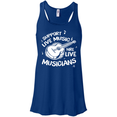 Support Live Music Hire Live Musicans-T-Shirt & Hoodie-Women's Flowy Racerback Tank-True Royal
