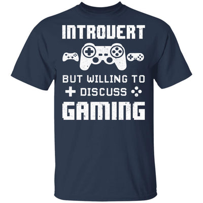 Introvert But Willing To Discuss Gaming Funny Video Game-T-Shirt & Hoodie-Classic T-Shirt-Navy