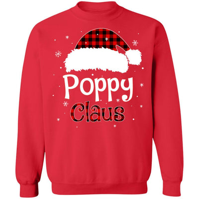 Santa Poppy Claus Red Plaid Family Pajamas Christmas Gift-T-Shirt & Sweatshirt-Crewneck Sweatshirt-Red