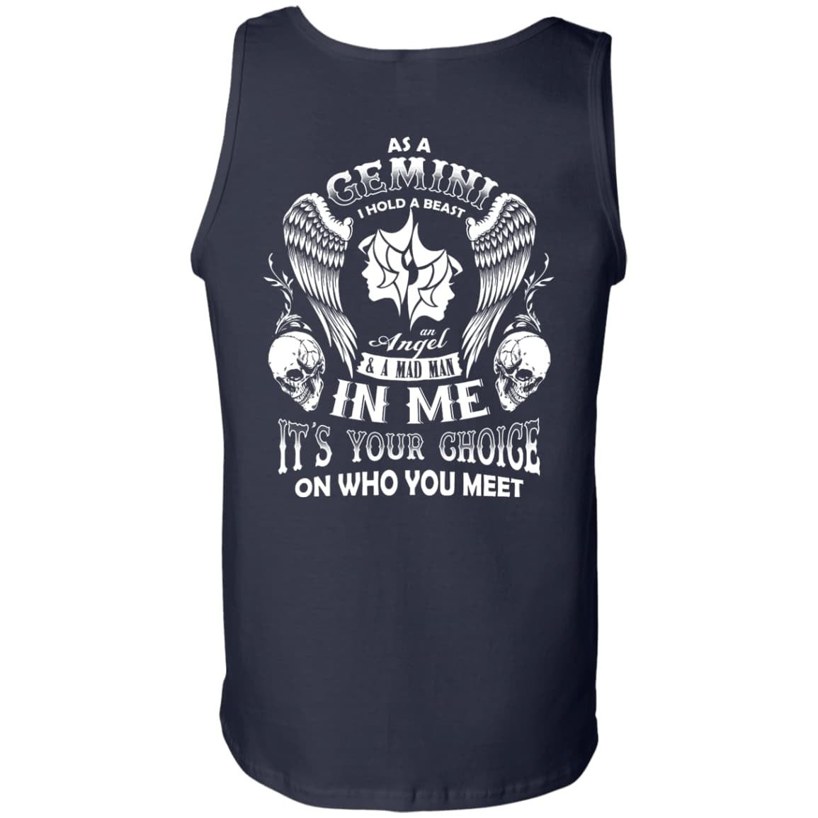 As A Gemini I Hold A Beast An Angel A Madman In Me-T-Shirt & Hoodie-Unisex Tank-Navy