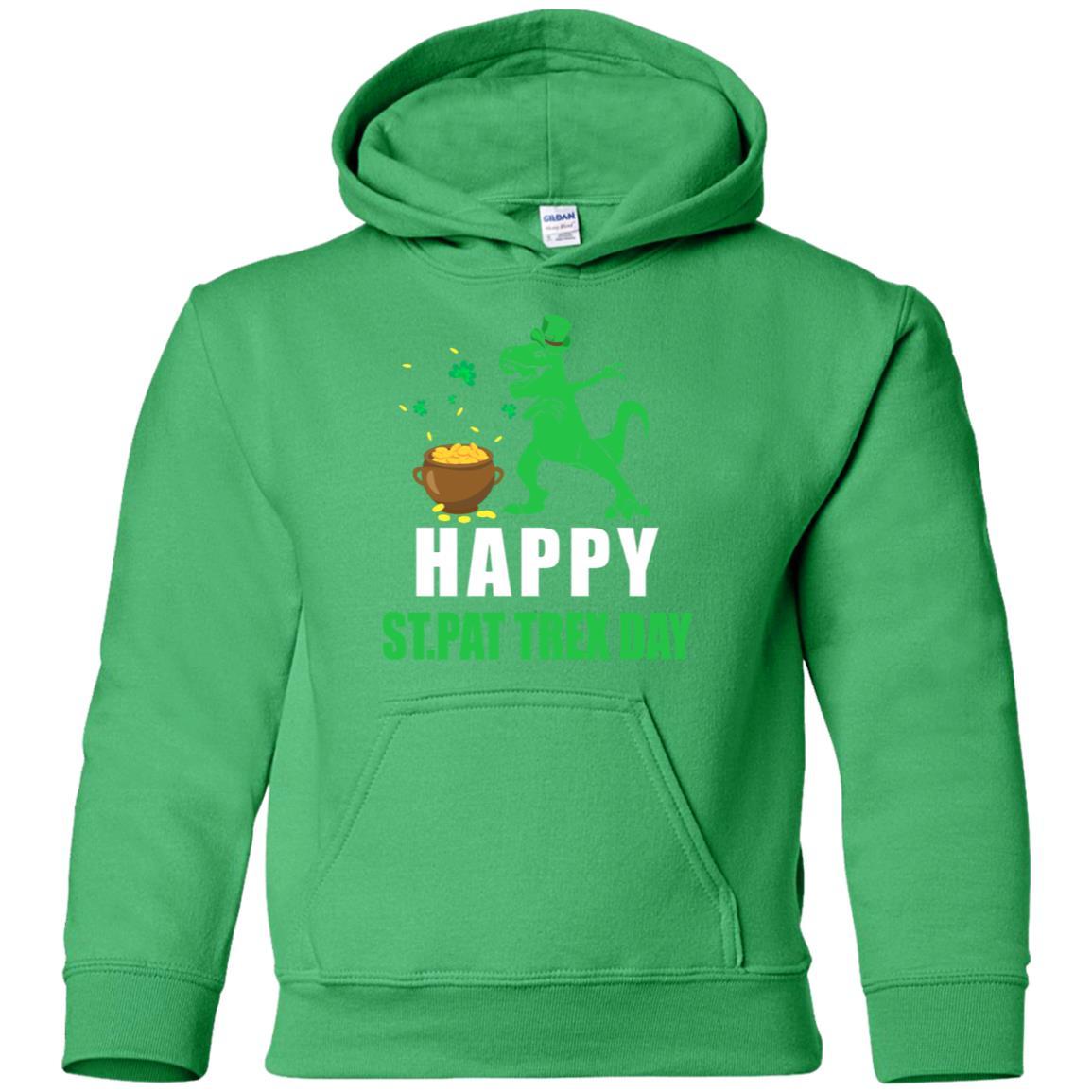 Happy St Pat T-Rex Day Dinosaur St Patrick's Day Youth-Youth Shirt-Youth Pullover Hoodie-Irish Green