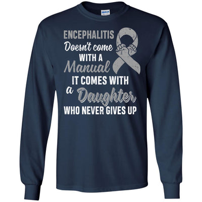 Encephalitis Awareness Daughter Warrior Gifts-T-Shirt & Hoodie-Long Sleeve T-Shirt-Navy