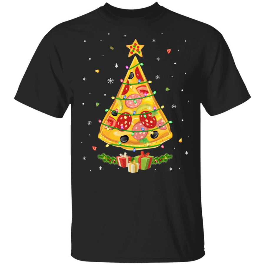 Pizza Christmas Pizza Slice Funny Christmas Tree-T-Shirt & Sweatshirt-Classic T-Shirt-Black