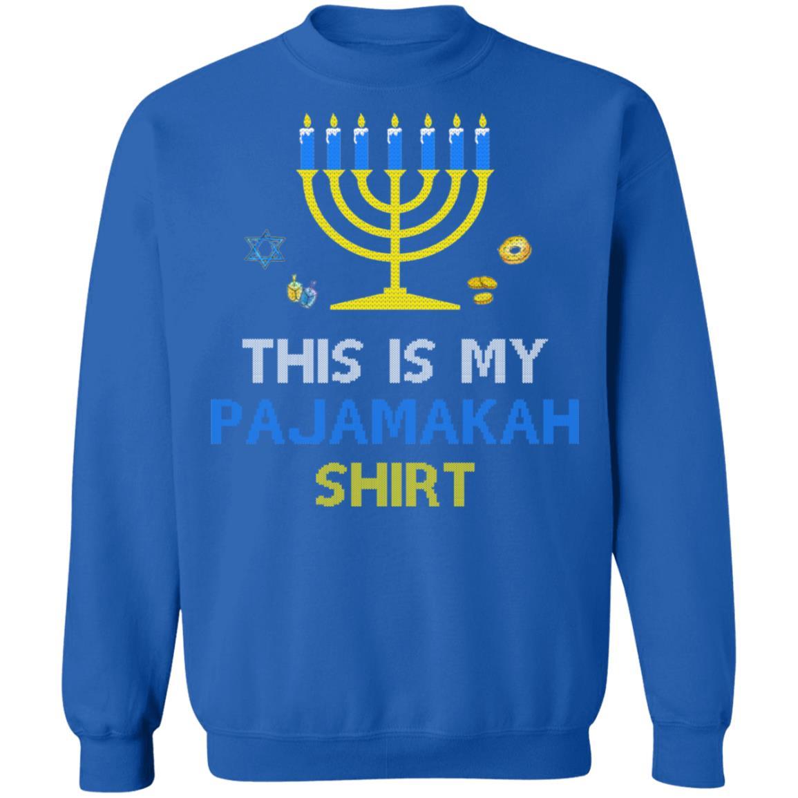 Funny Hanukkah Pajama Gift This Is My Pajamakah-T-Shirt & Sweatshirt-Crewneck Sweatshirt-Royal