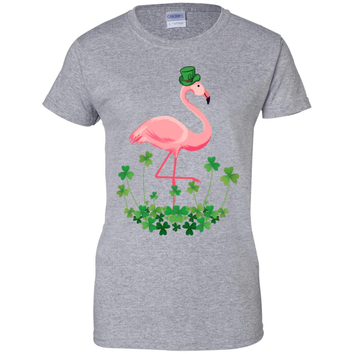 Flamingo Shamrock Happy St Patrick's Day-T-Shirt & Hoodie-Women's T-Shirt-Sport Grey