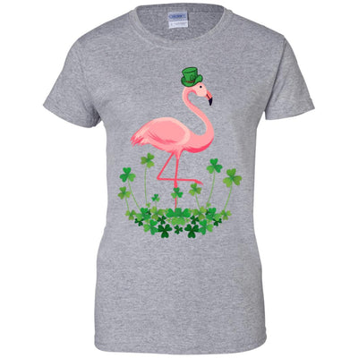 Flamingo Shamrock Happy St Patrick's Day-T-Shirt & Hoodie-Women's T-Shirt-Sport Grey