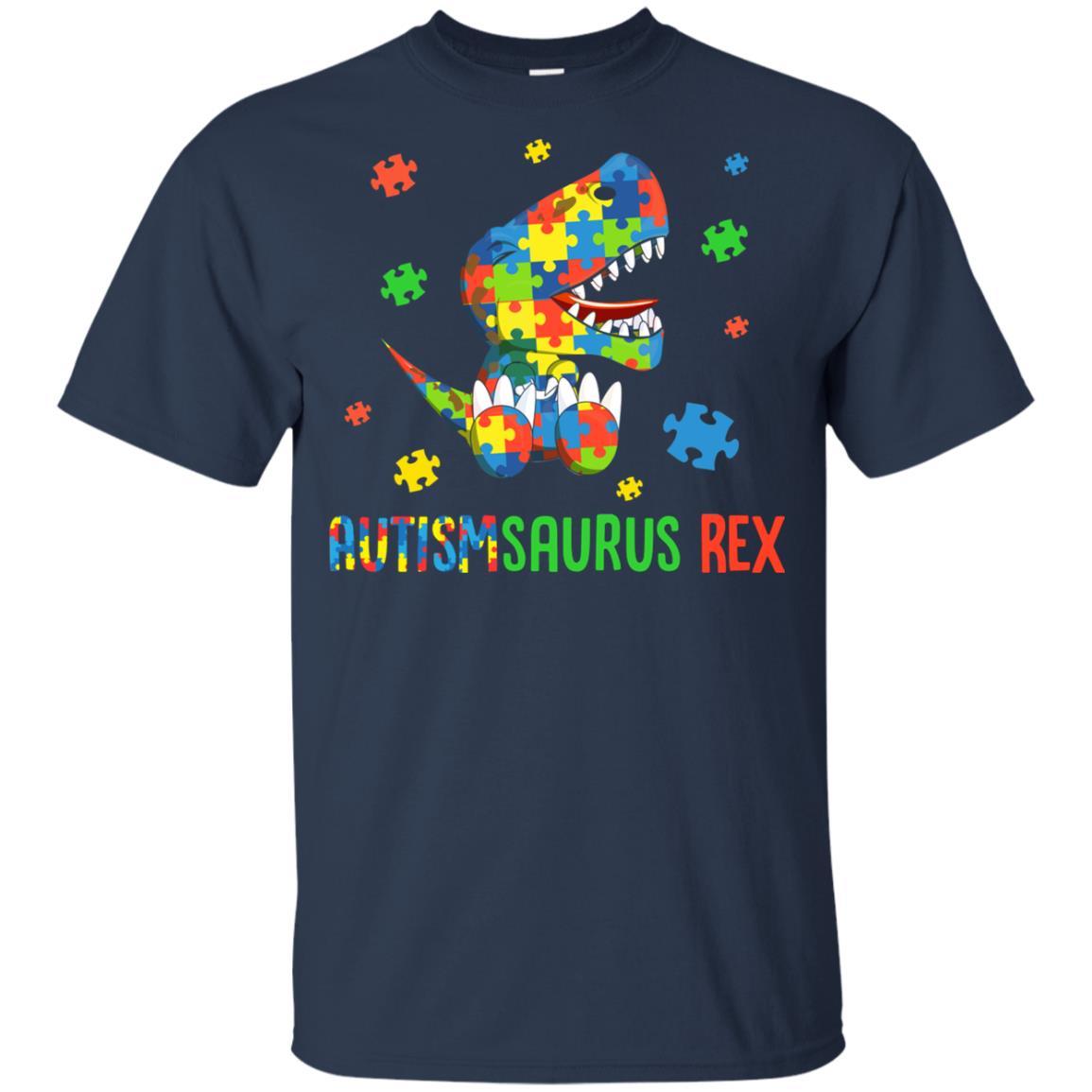 Autismsaurus Rex Autism Dinosaur T-Rex For Kids Youth-Youth Shirt-Youth T-Shirt-Navy