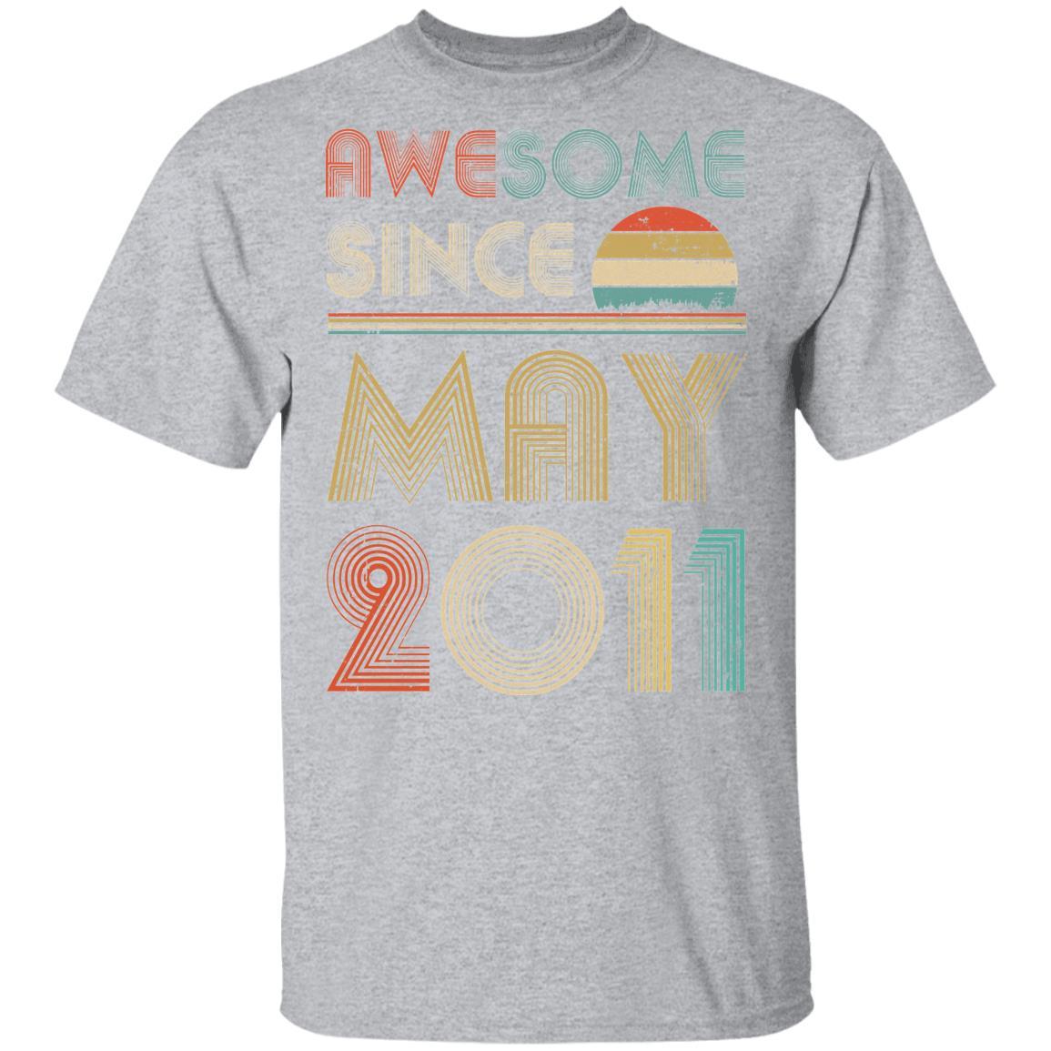 Awesome Since May 2011 Vintage 10th Birthday Gifts Youth-Youth Shirt-Youth T-Shirt-Sport Grey
