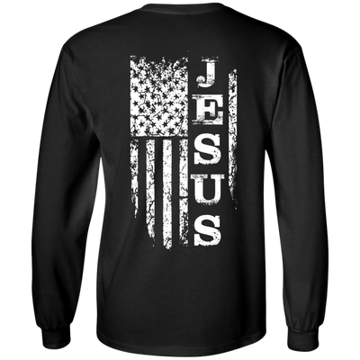 JESUS American Flag-T-Shirt & Hoodie-Long Sleeve T-Shirt-Black