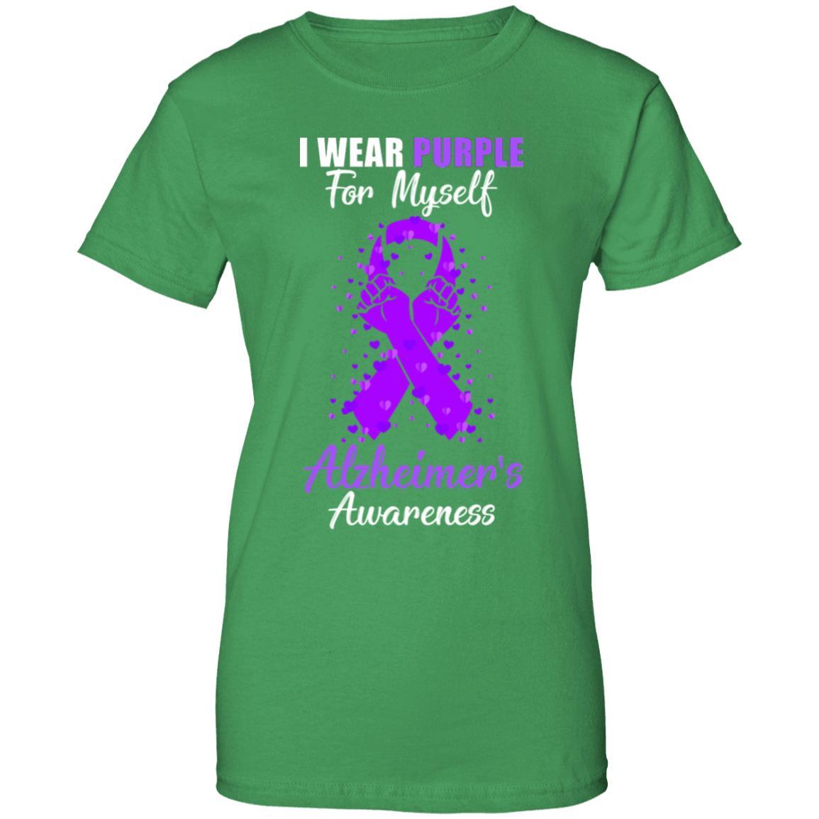 I Wear Purple For Myself Support Alzheimer's Awareness-T-Shirt & Hoodie-Women's T-Shirt-Irish Green